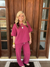 Load image into Gallery viewer, Raised Ribbed Boxy Top/Wide Leg Pants Set