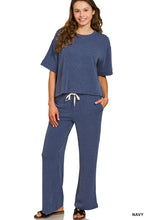 Load image into Gallery viewer, Raised Ribbed Boxy Top/Wide Leg Pants Set