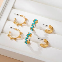 Load image into Gallery viewer, Turquoise Enamel Hoop Trio Earring Set