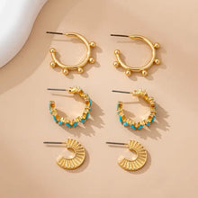 Load image into Gallery viewer, Turquoise Enamel Hoop Trio Earring Set