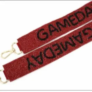 Red and Black Game Day Crystal Purse Strap