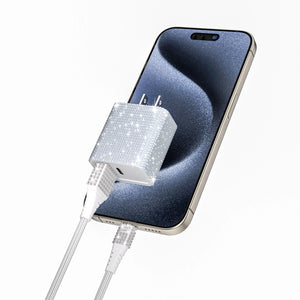 Silver Rhinestone Wall Charger with Ip/Android