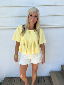 Butter Yellow Flutter Sleeve Blouse