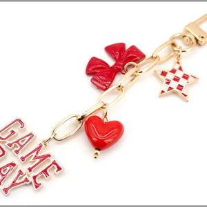 RED Gameday Bag Charm with Star, Bow, and Heart!