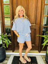 Load image into Gallery viewer, Striped Terry Cloth Top + Shorts Set
