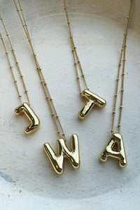 Gold Balloon Bubble Initial Necklace