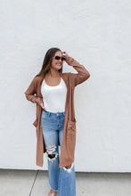 Load image into Gallery viewer, Mocha Ribbed Lightweight Cozy Cardi
