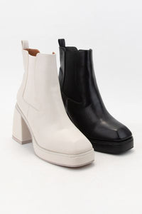 Ivory Chunky Block Heel Boots