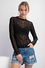 Load image into Gallery viewer, Mesh Grid Stretchy Sheer Long Sleeve Top

