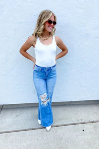 High Rise Distressed Dad Jeans by Blakeley Designs