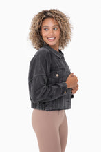 Load image into Gallery viewer, Black Denim Cropped Jacket
