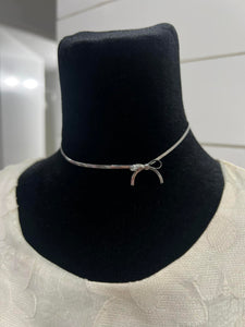 Silver Bow Choker Necklace