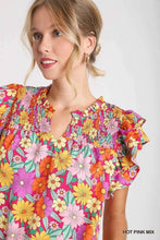 Load image into Gallery viewer, Candy Rush Floral V-Notched Tiered Dress
