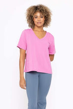 Load image into Gallery viewer, V-neck Loose Fit Tee: White or Fuchsia
