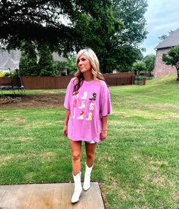 Save A Horse Pink Cowgirl Boot Oversized Tee