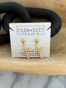 Chan Sutt Pearl Cross Earrings