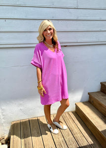 Orchid Textured Dolman Sleeve Pocket Dress