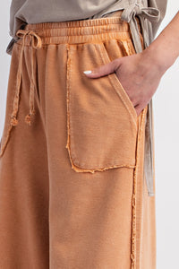 Pumpkin Mineral Washed Easel Wide Leg Crops