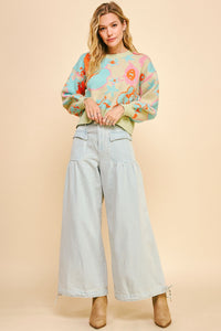 Denim Mid-Rise Balloon Convertible Cinch Pants