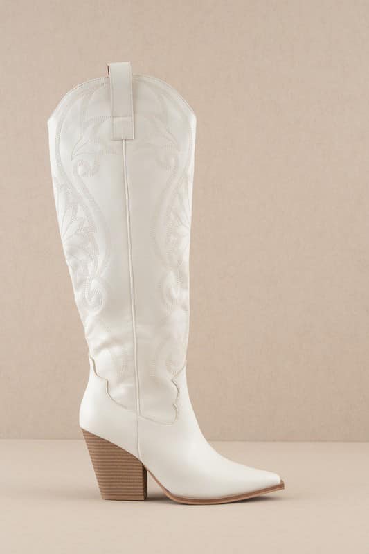 Oasis Society White Knee High Cowgirl Boots