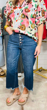 Load image into Gallery viewer, Judy Blue High Waisted Button Fly Raw Hem Wide Leg Crop Jeans
