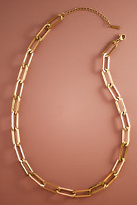 18K Non-Tarnish Stainless Steel Chunky Paper Clip Chain Necklace