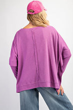 Load image into Gallery viewer, Grape Long Sleeve Ribbed Knit Poncho Top
