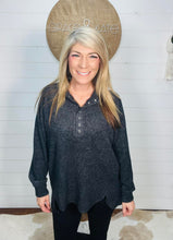 Load image into Gallery viewer, Brushed Melange Henley Top : 2 Color Options
