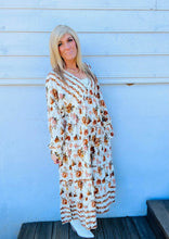 Load image into Gallery viewer, White + Pumpkin Floral Midi Dress by Blakeley
