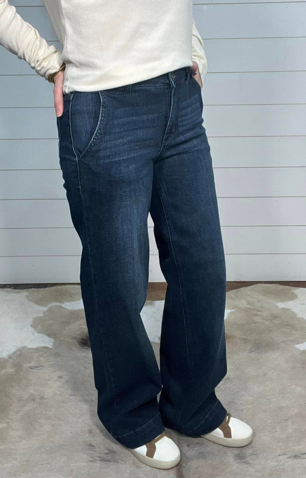 Judy Blue Retro Wide Leg Dark Wash Jeans