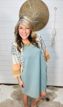 Load image into Gallery viewer, Dusty Teal Washed Color Mix Terry Knit Dress
