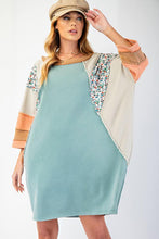 Load image into Gallery viewer, Dusty Teal Washed Color Mix Terry Knit Dress
