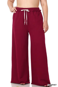 PLUS Drawstring French Terry Wide Leg Pants