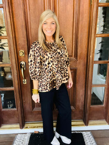 Leopard Print Cupid Approved Puff Blouse