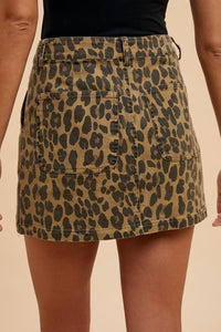 Leopard Cargo Mini Skirt