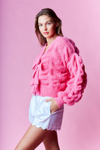 Load image into Gallery viewer, Hot Pink Double Bow Knit Cardigan
