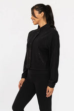 Load image into Gallery viewer, Black Fleece Snap Jacket w/ Pockets
