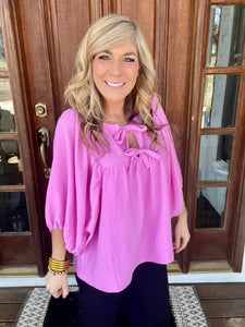 Pink Orchid Crinkly Bow Top