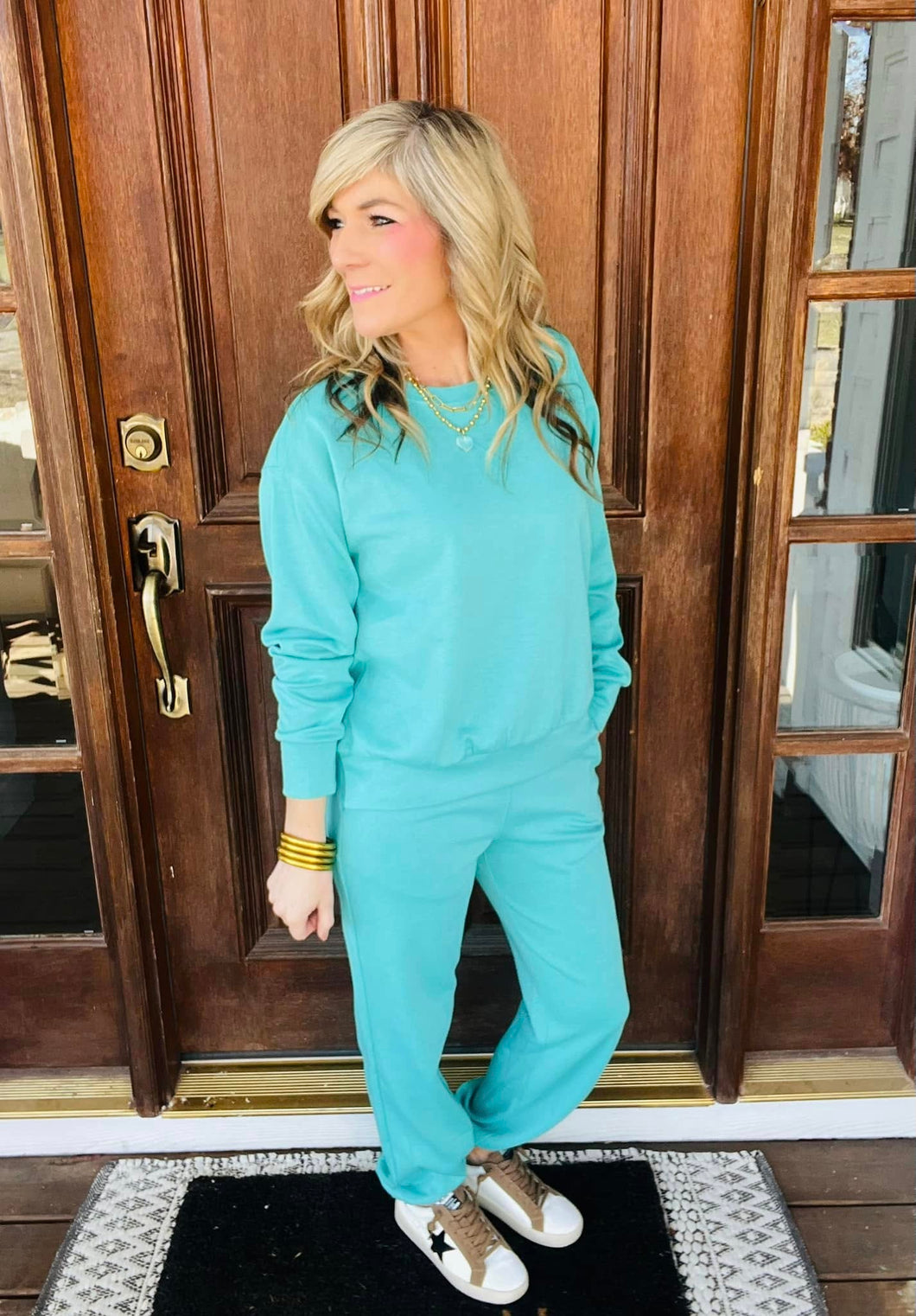 Turquoise Matching Jogger Scuba Set