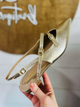 Load image into Gallery viewer, Gold Strappy Mules
