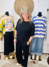 Load image into Gallery viewer, Black Brushed Wide Leg Lounge Pants
