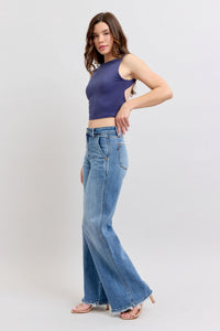 Judy Blue High Waist Trouser Pocket Wide Leg Jeans