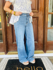 Judy Blue High Waist Trouser Pocket Wide Leg Jeans