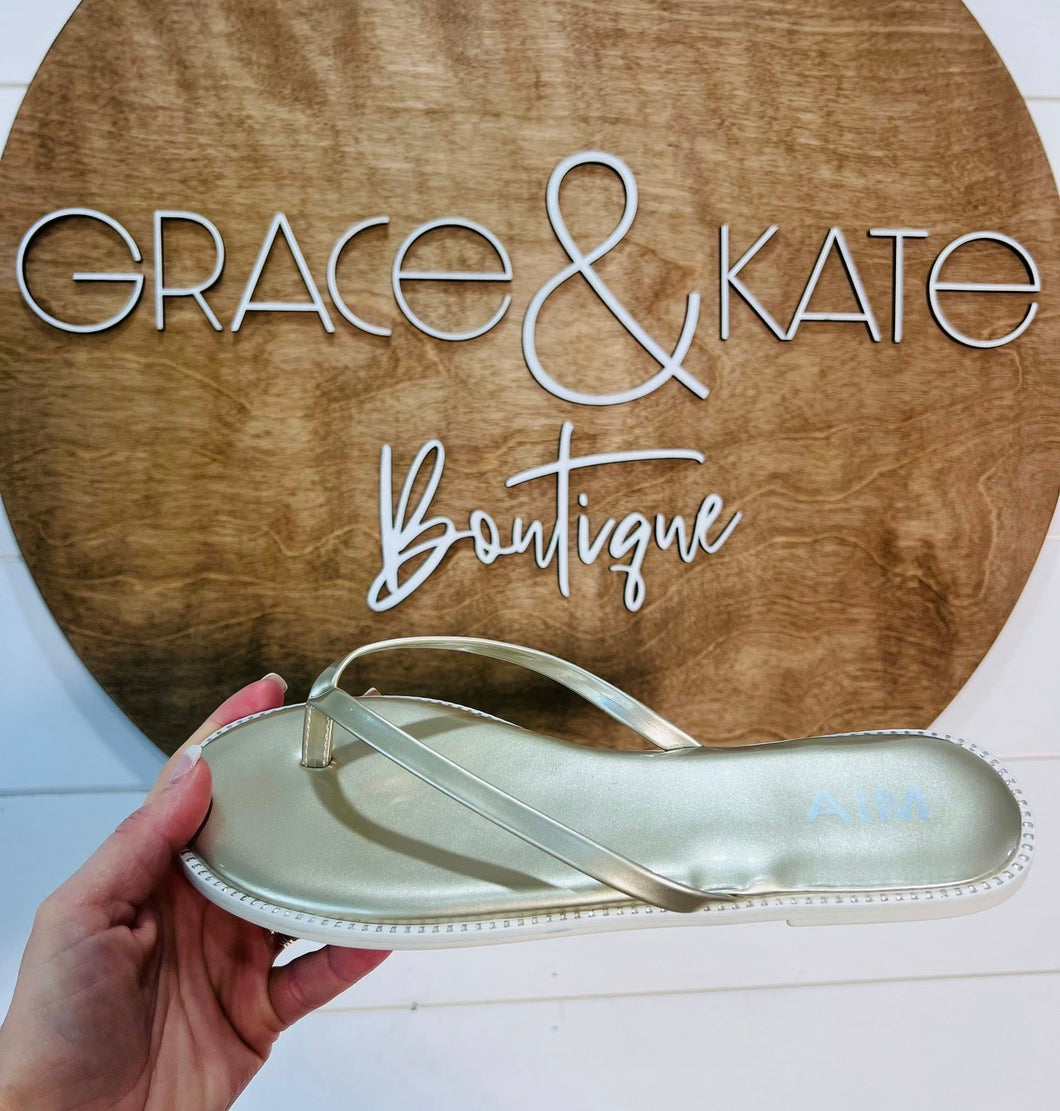 MIA Cushioned Gold Flip Flops