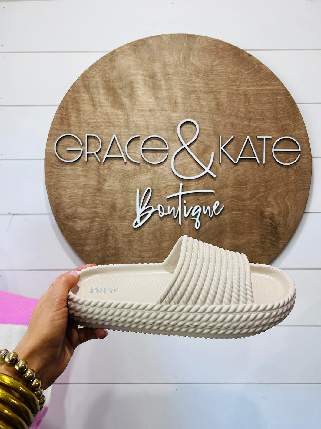 MIA Sand Braided Cloud Slides