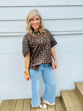 Load image into Gallery viewer, Leopard Black Rhinestone Oversized Tee
