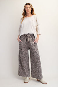 Easel Cheetah Wide Leg Pants