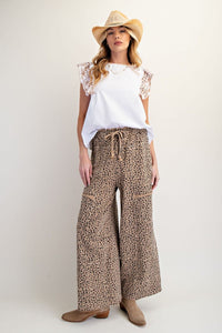 Easel Cheetah Wide Leg Pants