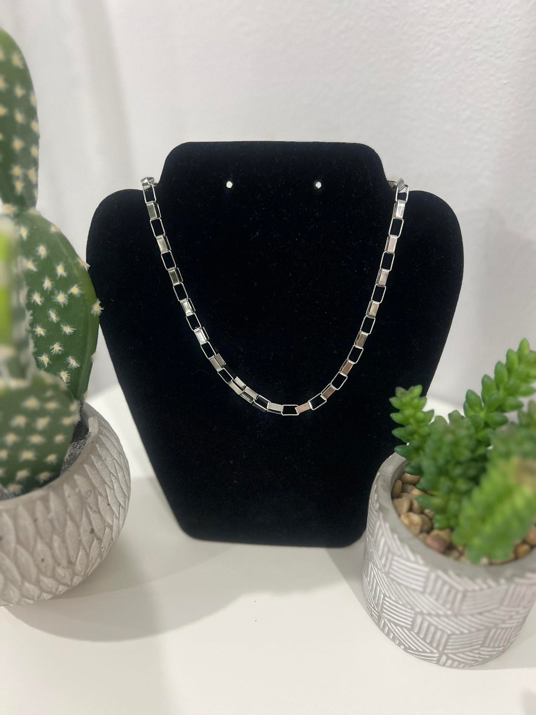 18K Gold Plated SS Thick Rectangle Chain Necklace
