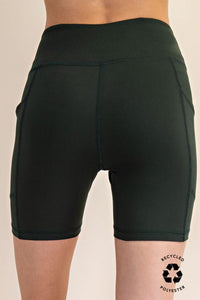 6” Black Babysuede Biker Shorts with Pockets